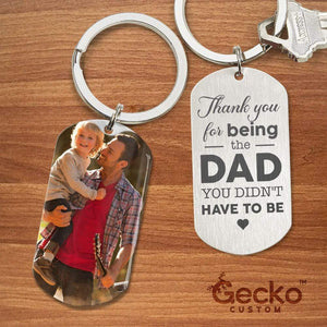 GeckoCustom Thank You For Being The Stepped Up Dad Metal Keychain HN590 With Gift Box (Favorite) / 1.77" x 1.06"