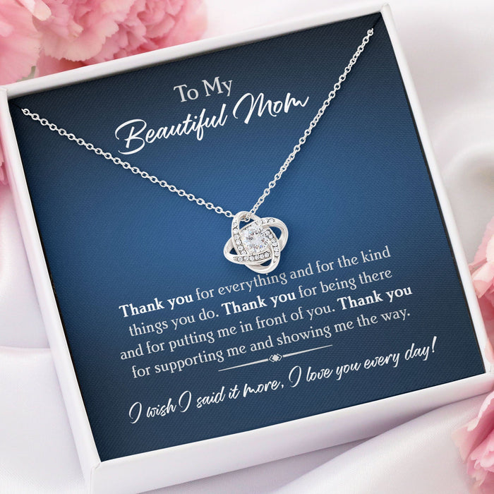 GeckoCustom Thank You For Everything Personalized Mother's Day Message Card Necklace C220 Love Knot