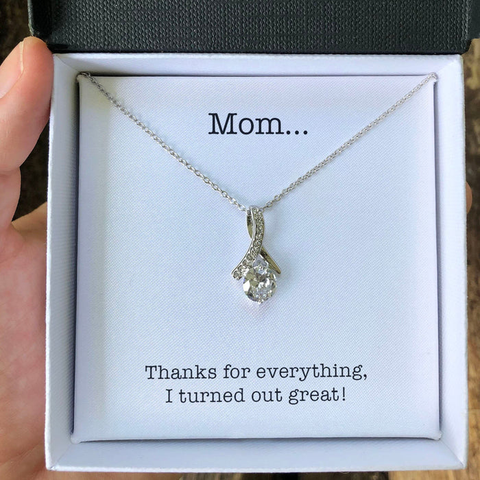 GeckoCustom Thanks For Everything Personalized Funny Mother's Message Card Necklace C267 Alluring Beauty