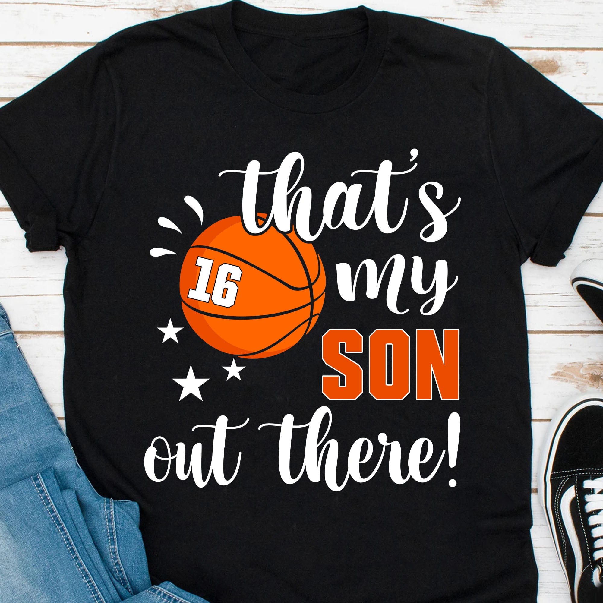 GeckoCustom That's My Basketball Player Out There Personalized Custom Basketball Shirts C507 Basic Tee / Black / S