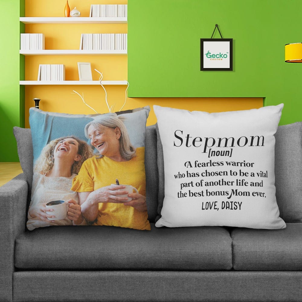 GeckoCustom The Best Bonus Mom Ever Stepmother Family Throw Pillow HN590 14x14 in / Pack 1