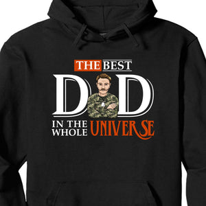 GeckoCustom The Best Dad In The Whole Universe Personalized Custom Father's Day Birthday Dark Shirt C335 Pullover Hoodie / Black Colour / S