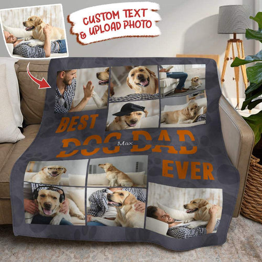 GeckoCustom The Best Dog Dad Blanket, Best Dog Dad Gift HN590 VPS Cozy Plush Fleece 30 x 40 Inches (baby size)