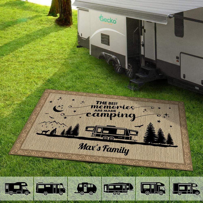 GeckoCustom The Best Memories Are Made Camping Patio Rug, Patio Mat HN590 2.5'x4.6' (30x55 inch)