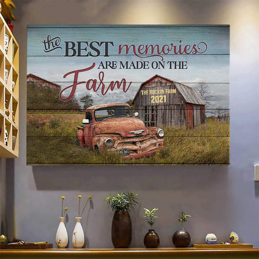GeckoCustom The Best Memories Are Made On The Farm Canvas, Farmer Gift, HN590 12 x 8 Inch / Satin Finish: Cotton & Polyester