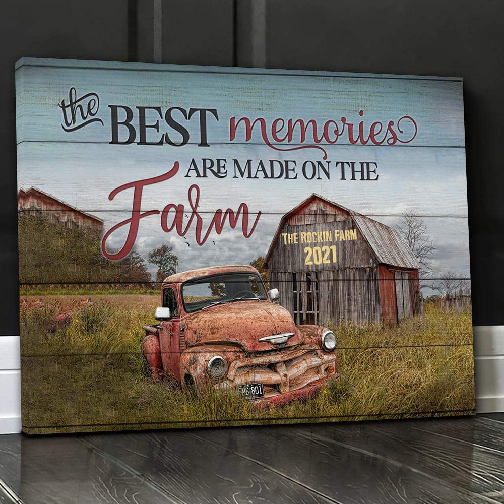GeckoCustom The Best Memories Are Made On The Farm Canvas, Farmer Gift, HN590 12 x 8 Inch / Satin Finish: Cotton & Polyester