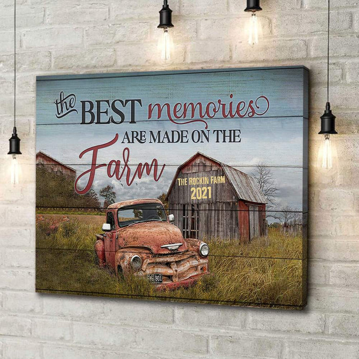 GeckoCustom The Best Memories Are Made On The Farm Canvas, Farmer Gift, HN590 36x24 Inch / Satin Finish: Cotton & Polyester