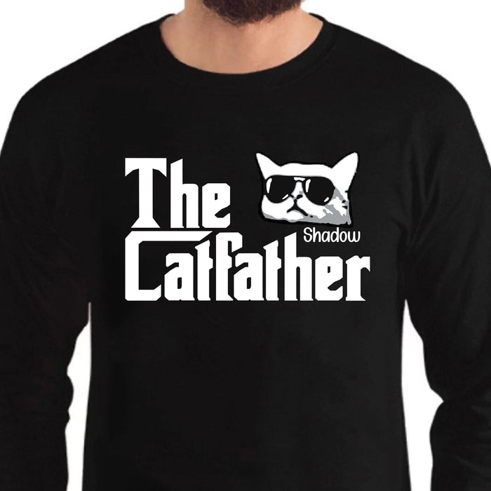 GeckoCustom The Catfather Personalized Custom Cat Dad Shirt C553 Long Sleeve / Colour Black / S