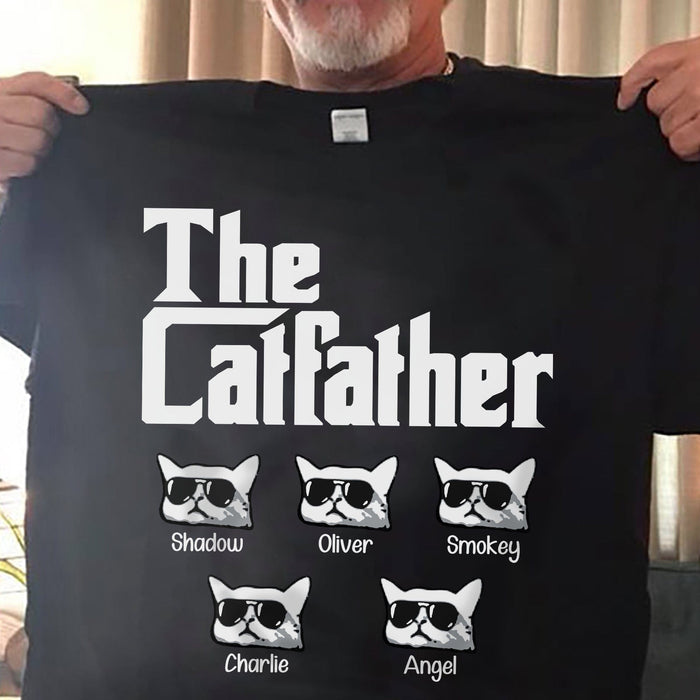 GeckoCustom The Catfather Personalized Custom Cat Dad Shirt C553