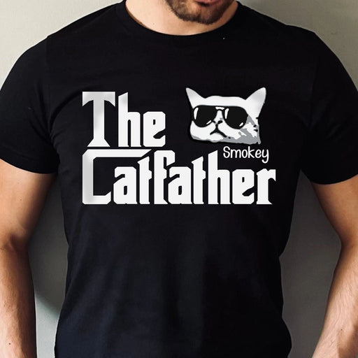GeckoCustom The Catfather Personalized Custom Cat Dad Shirt C553 Basic Tee / Black / S