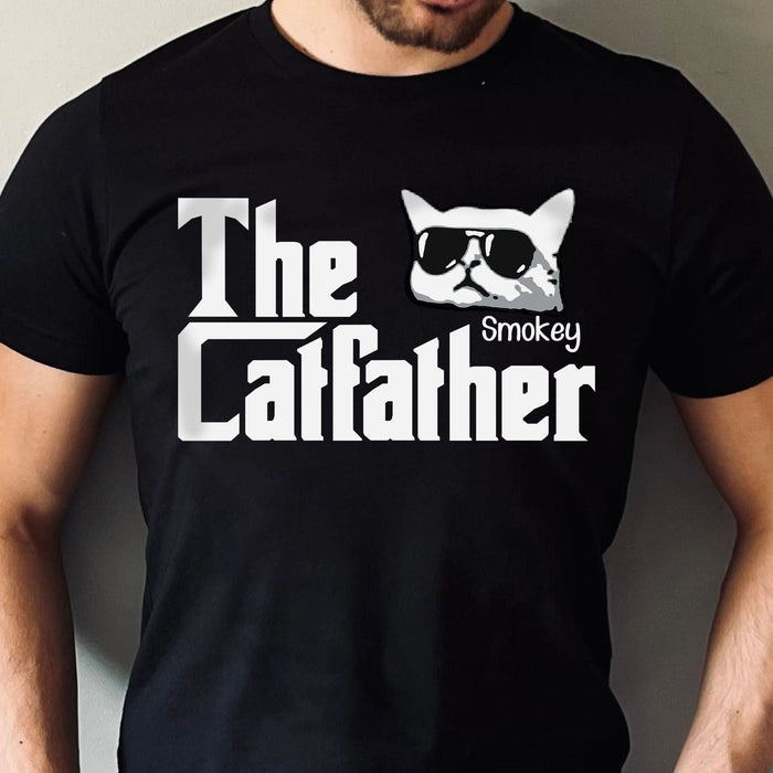 GeckoCustom The Catfather Personalized Custom Cat Dad Shirt C553 Basic Tee / Black / S
