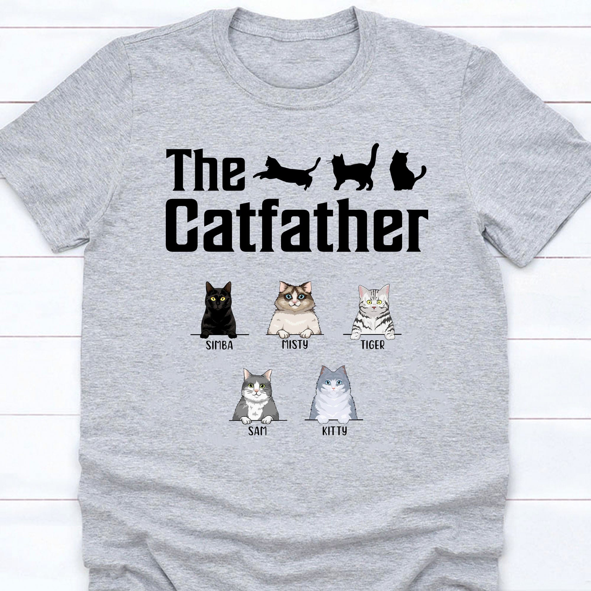GeckoCustom The Catfather Personalized Custom Cat Father's Day Birthday Bright Shirt C356 Basic Tee / Sport Grey / S