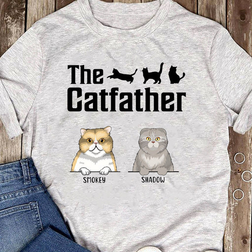 GeckoCustom The Catfather Personalized Custom Cat Father's Day Birthday Bright Shirt C356 Basic Tee / Sport Grey / S
