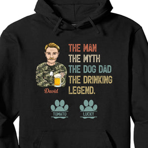 GeckoCustom The Dog Dad The Drinking Legend Personalized Custom Dog Dad Shirt C328 Pullover Hoodie / Black Colour / S