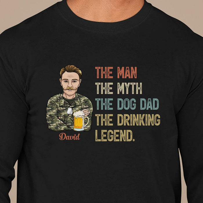 GeckoCustom The Dog Dad The Drinking Legend Personalized Custom Father's Day Birthday Shirt C328 Long Sleeve / Colour Black / S