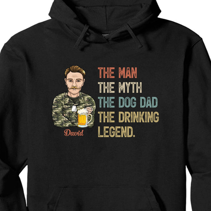 GeckoCustom The Dog Dad The Drinking Legend Personalized Custom Father's Day Birthday Shirt C328 Pullover Hoodie / Black Colour / S