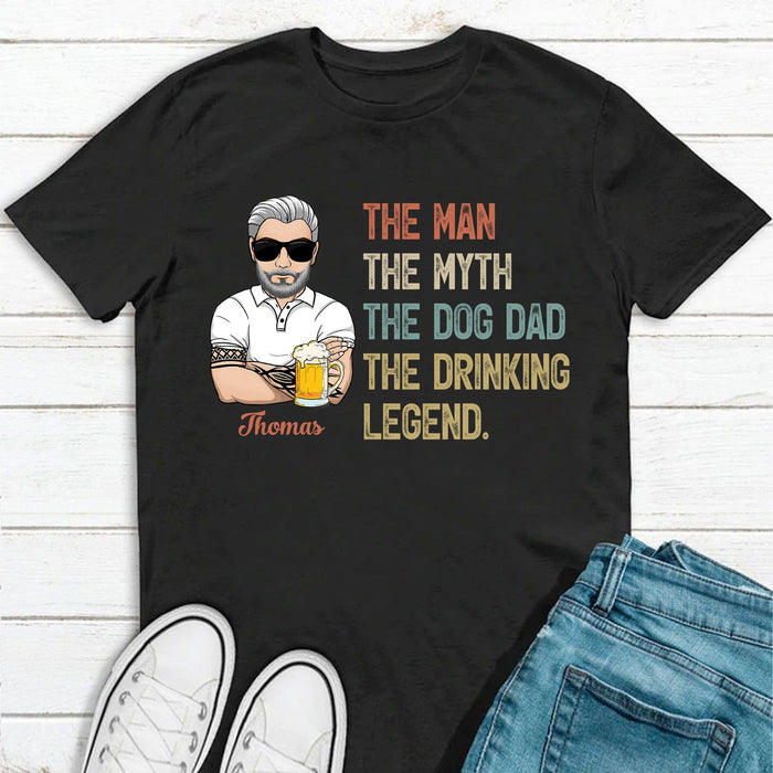GeckoCustom The Dog Dad The Drinking Legend Personalized Custom Father's Day Birthday Shirt C328 Basic Tee / Black / S
