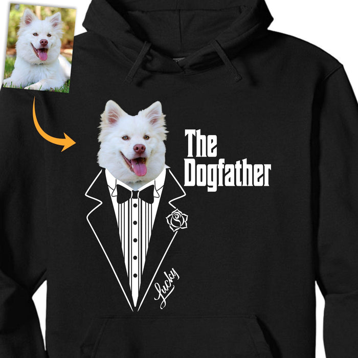 GeckoCustom The Dog Father Personalized Custom Photo Dog Dad Shirt C468 Pullover Hoodie / Black Colour / S