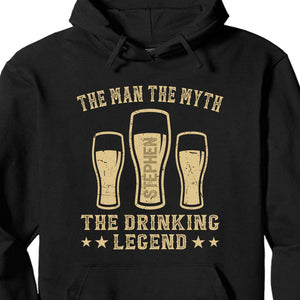 GeckoCustom The Drinking Legend Personalized Custom Father's Day Birthday Shirt C323 Pullover Hoodie / Black Colour / S