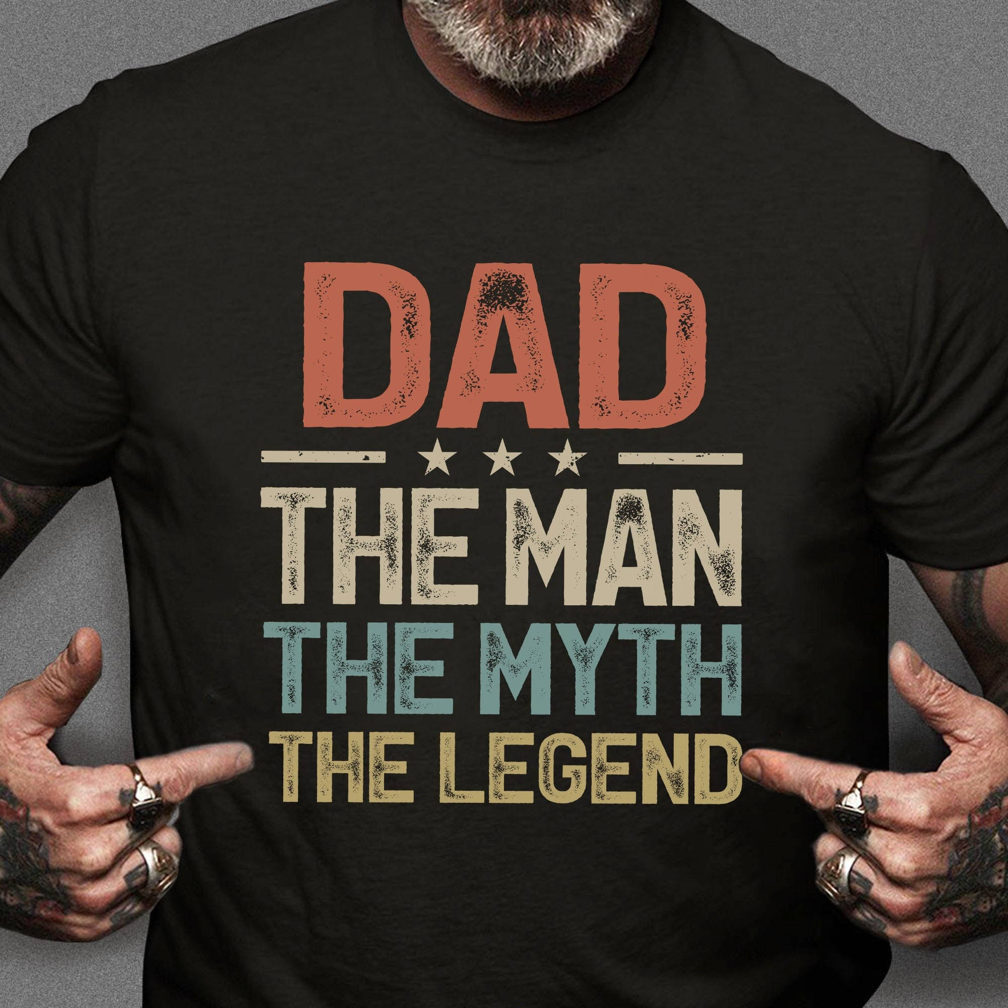 GeckoCustom The Man The Myth The Legend Personalized Custom Family Shirt C300 Basic Tee / Black / S