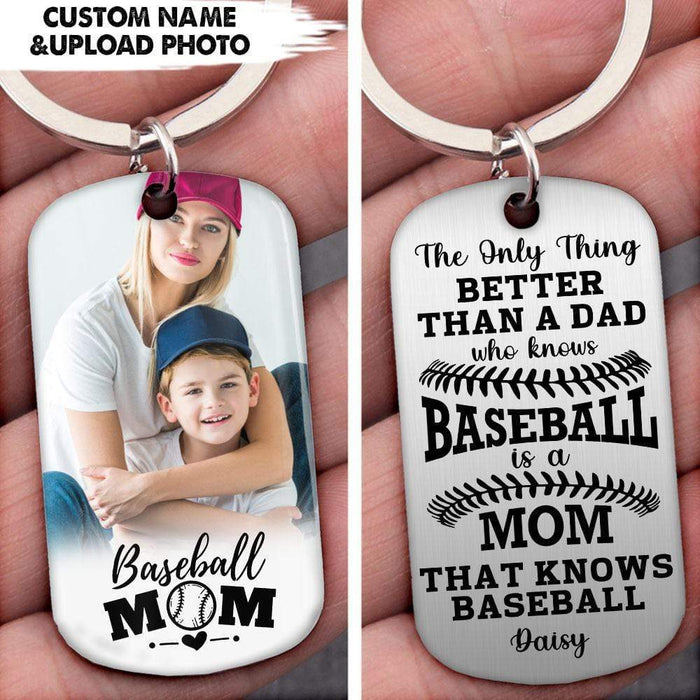 GeckoCustom The Only Thing Better Than A Dad Who Knows Baseball Is A Mom That Knows Baseball Metal Keychain, HN590 No Gift box / 1.77" x 1.06" / Colorful