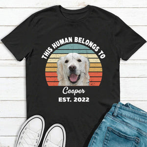 GeckoCustom This Human Belongs To Vintage Retro Photo Shirt, Personalized Custom Photo Dog Shirt H469 Basic Tee / Black / S