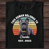 GeckoCustom This Human Belongs To Vintage Retro Photo Shirt, Personalized Custom Photo Dog Shirt H469 Premium Tee (Favorite) / P Black / S
