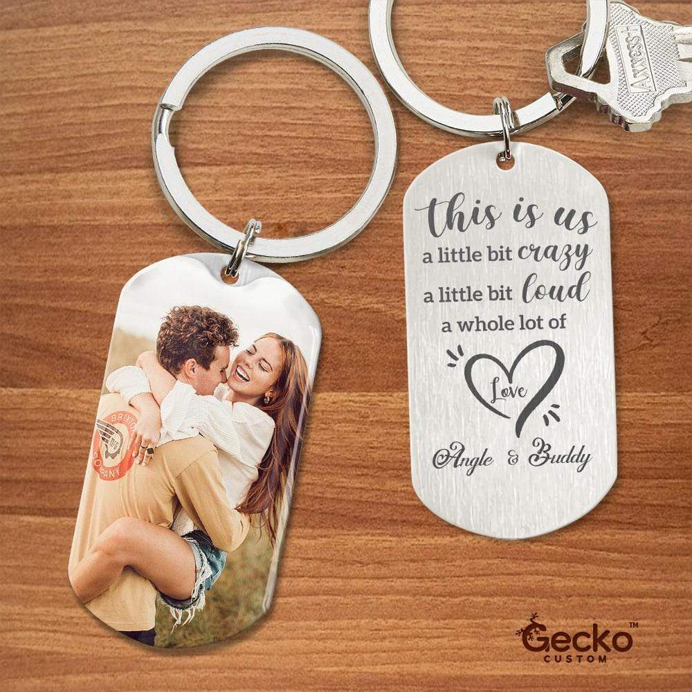 GeckoCustom This Is Us A Whole Lot Of Love Valentine Couple Metal Keychain HN590 No Gift box / 1.77" x 1.06"