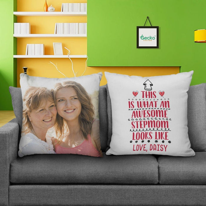 GeckoCustom This Is What An Awesome Stepmother Family Throw Pillow HN590