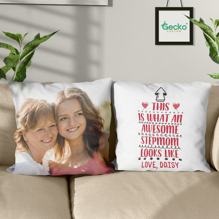 GeckoCustom This Is What An Awesome Stepmother Family Throw Pillow HN590 14x14 in / Pack 1