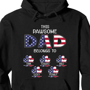 GeckoCustom This Pawsome Dad Belongs To Personalized Custom American Dog Dad Shirt C305 Pullover Hoodie / Black Colour / S