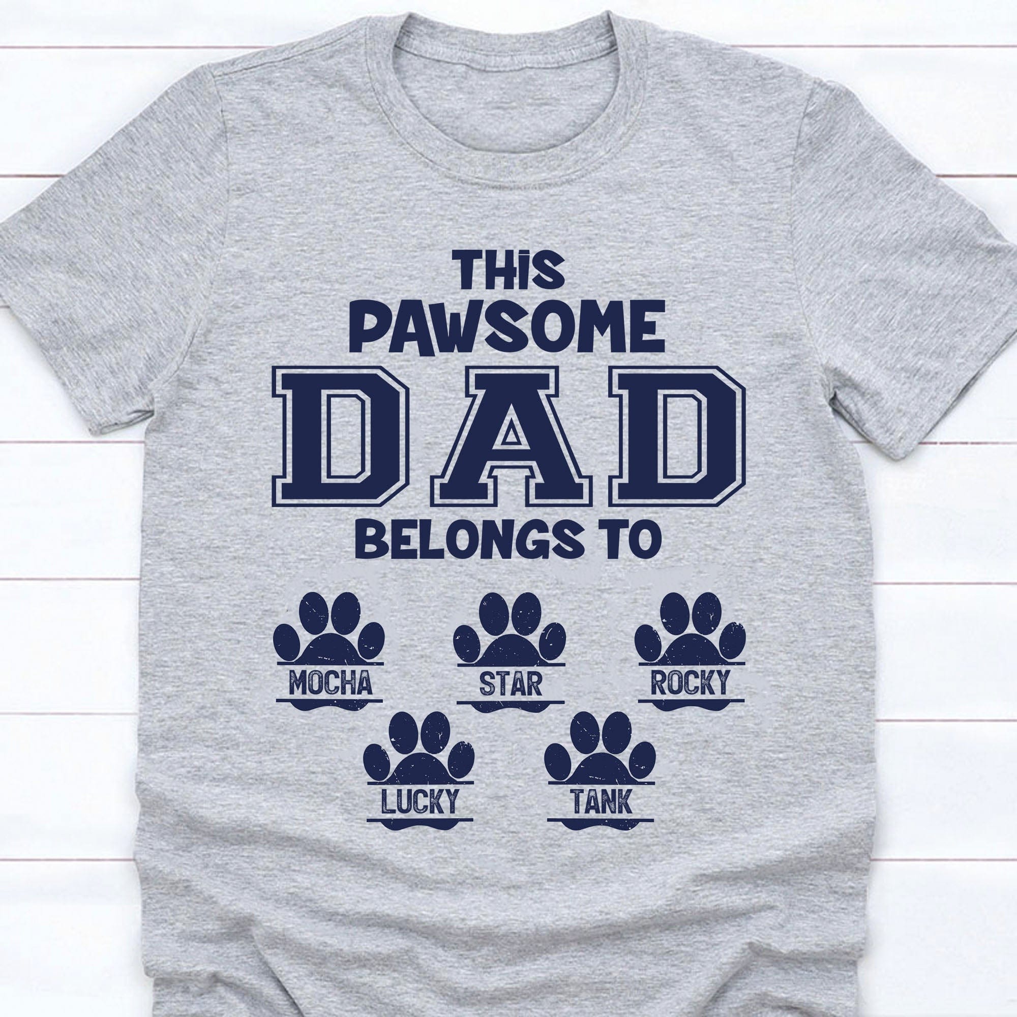 GeckoCustom This Pawsome Dad Belongs To Personalized Custom Dog Dad Cat Pet Bright Shirt C305 Basic Tee / Sport Grey / S