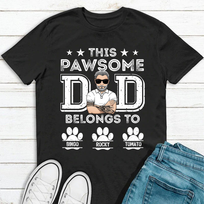 GeckoCustom This Pawsome Dad Belongs To Personalized Custom Dog Dad Shirt C305