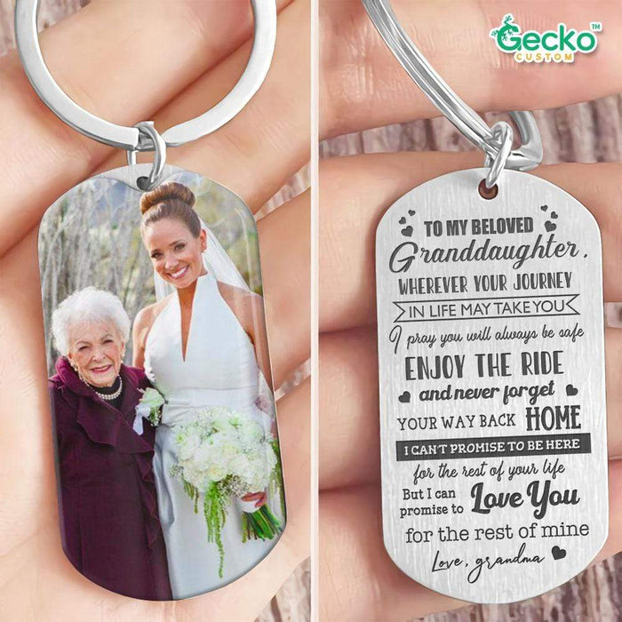 GeckoCustom To My Beloved Grand Daughter Family Metal Keychain HN590 No Gift box / 1.77" x 1.06"