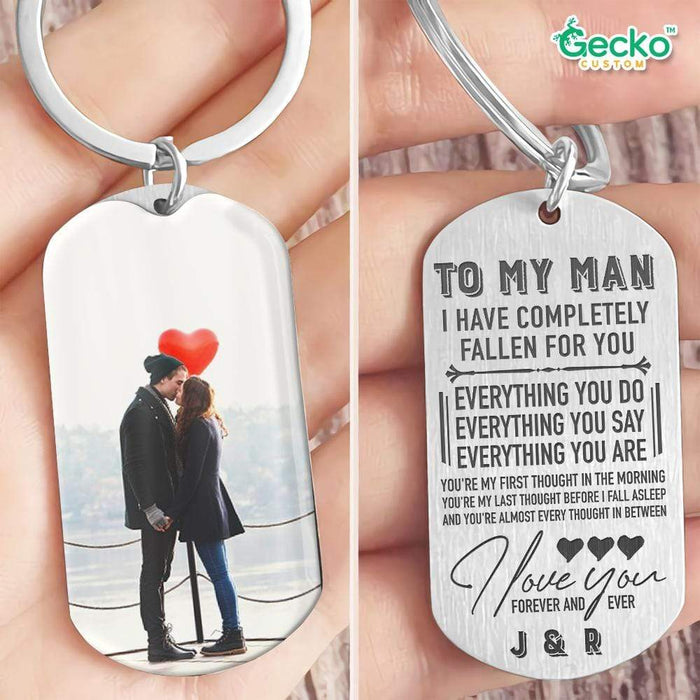GeckoCustom To My Girl I Have Completely Fallen For You Couple Metal Keychain, Valentine Gift HN590