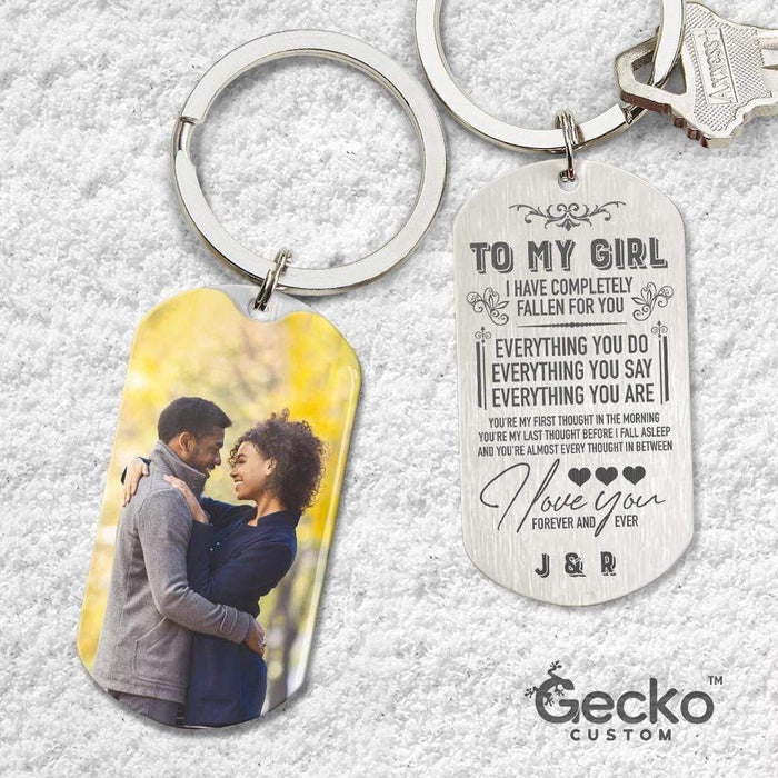 GeckoCustom To My Girl I Have Completely Fallen For You Couple Metal Keychain, Valentine Gift HN590 No Gift box / 1.77" x 1.06"