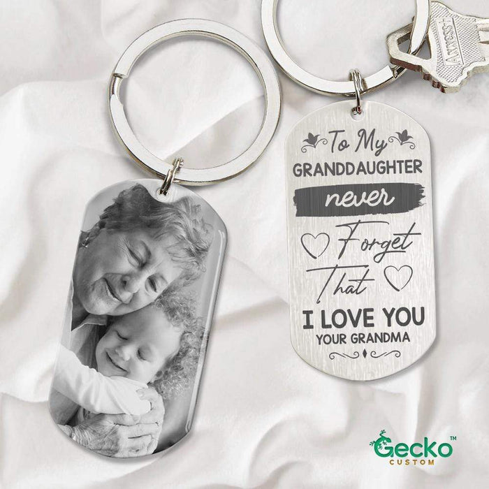 GeckoCustom To My Granddaughter Never Forget That I Love You Family Metal Keychain HN590