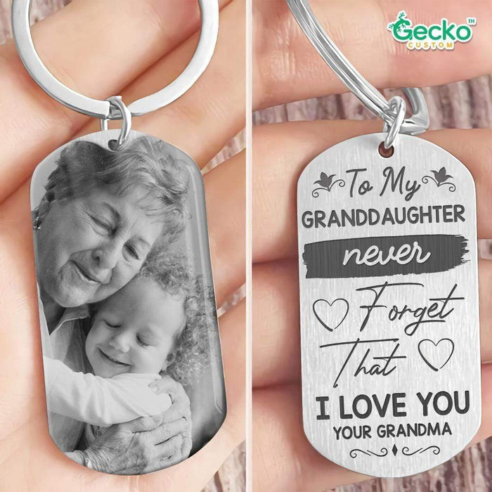 GeckoCustom To My Granddaughter Never Forget That I Love You Family Metal Keychain HN590 No Gift box