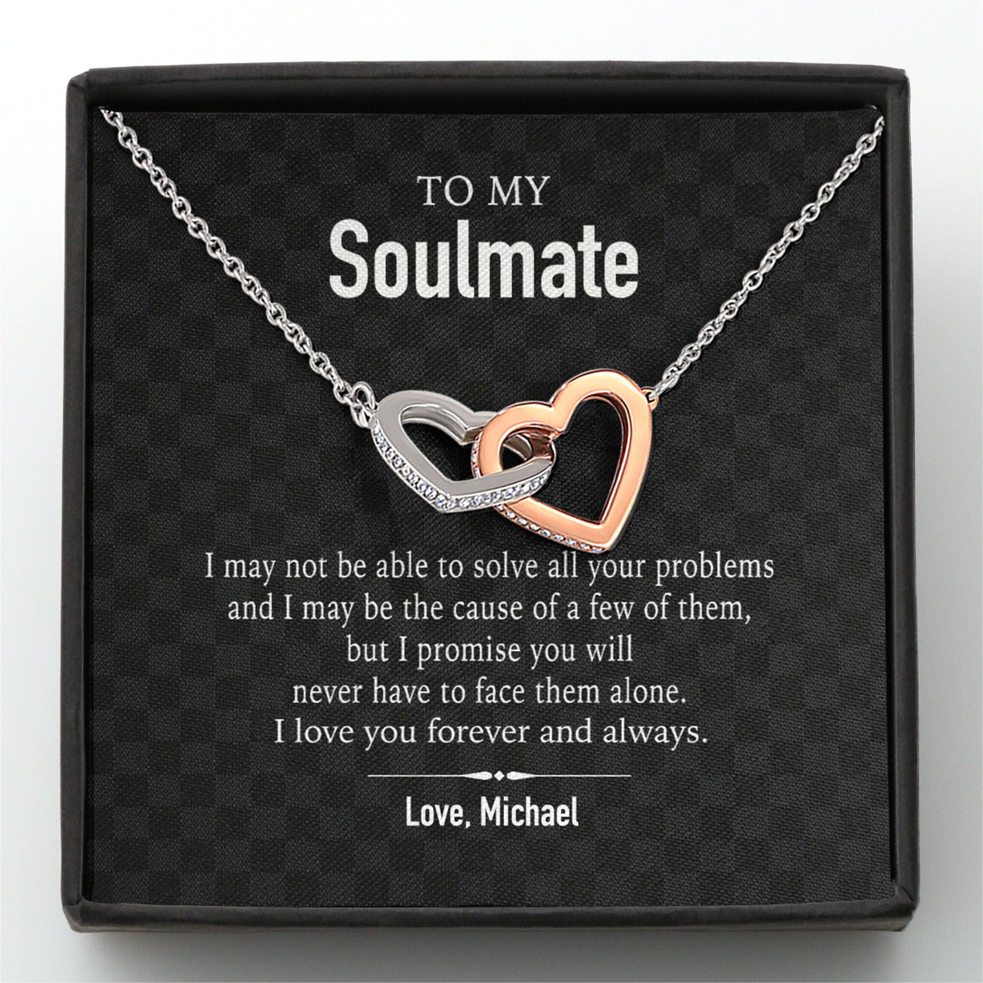 To My Soulmate Custom Message Card Necklace - Geckocustom.com