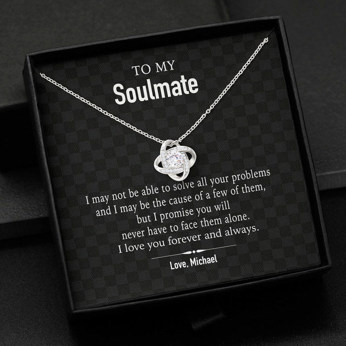 GeckoCustom To My Soulmate Custom Message Card Necklace Love Knot