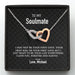 GeckoCustom To My Soulmate Silver Love Custom Message Card Necklace Interlocking Hearts