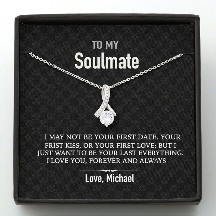 GeckoCustom To My Soulmate Silver Love Custom Message Card Necklace Alluring Beauty