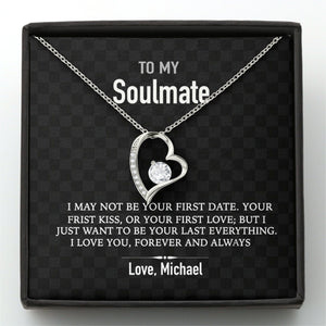 GeckoCustom To My Soulmate Silver Love Custom Message Card Necklace Forever Love