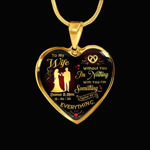 GeckoCustom To My Wife Custom Heart Necklace Luxury Necklace (Gold)