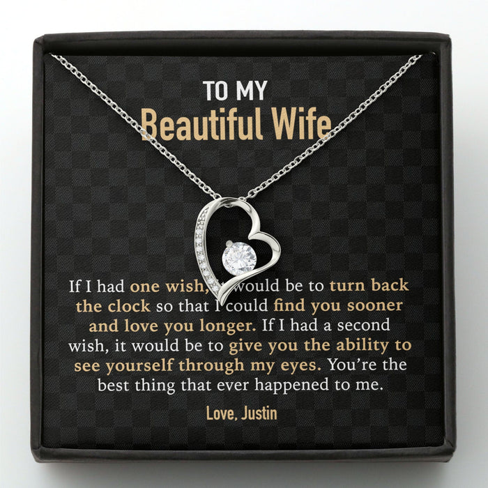 GeckoCustom To My Wife Girlfriend Personalized Message Card Necklace T63 Forever Love