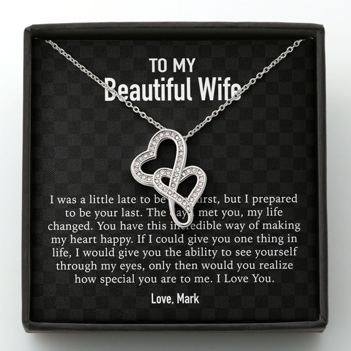 GeckoCustom To My Wife Girlfriend Personalized Message Card Necklace T84 Double Heart