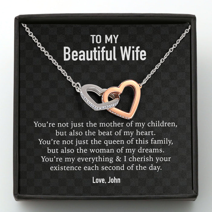 GeckoCustom To My Wife Girlfriend Personalized Message Card Necklace T88 Interlocking Hearts