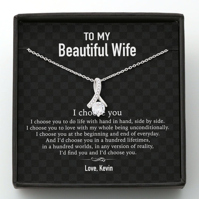 GeckoCustom To My Wife Girlfriend Personalized Message Card Necklace T89 Alluring Beauty