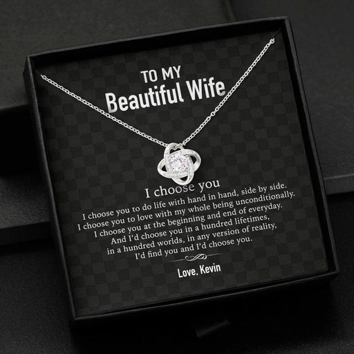 GeckoCustom To My Wife Girlfriend Personalized Message Card Necklace T89 Love Knot