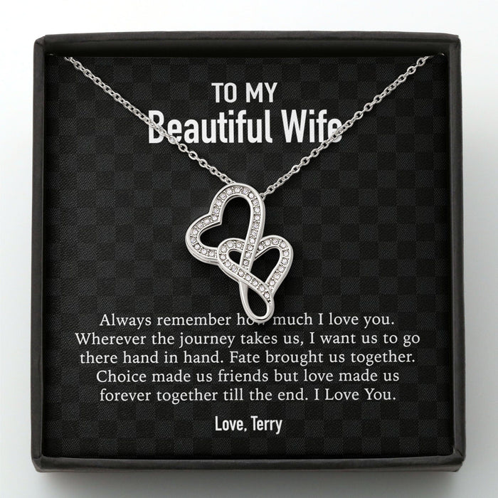 GeckoCustom To My Wife Girlfriend Personalized Message Card Necklace T90 Double Heart
